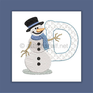 Snowflakes and Snowmen Monogram Letter D