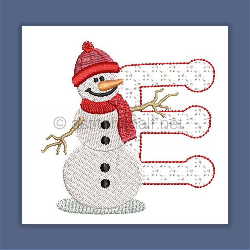 Snowflakes and Snowmen Monogram Letter E