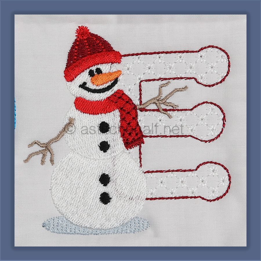 Snowflakes and Snowmen Monogram Letter E
