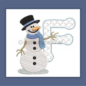 Snowflakes and Snowmen Monogram Letter F