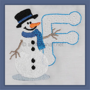 Snowflakes and Snowmen Monogram Letter F