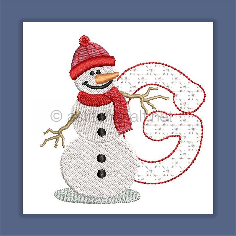 Snowflakes and Snowmen Monogram Letter G