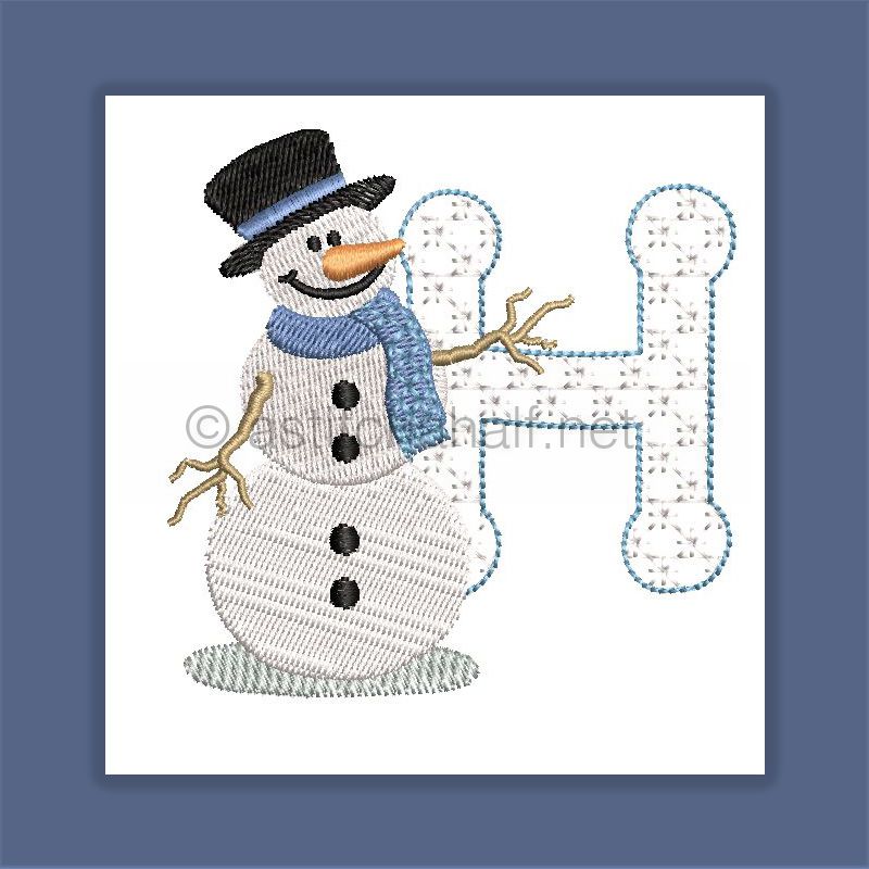 Snowflakes and Snowmen Monogram Letter H
