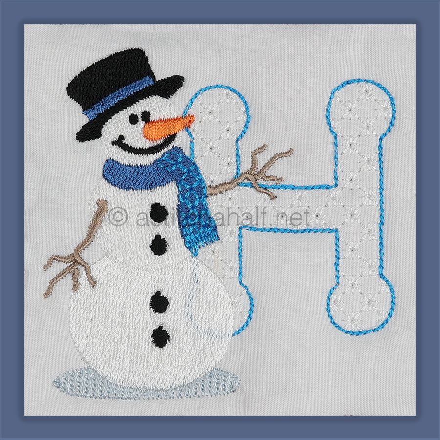 Snowflakes and Snowmen Monogram Letter H