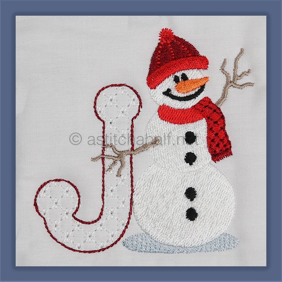 Snowflakes and Snowmen Monogram Letter J