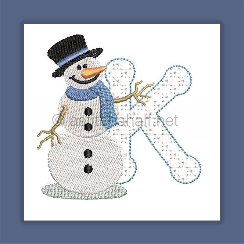 Snowflakes and Snowmen Monogram Letter K