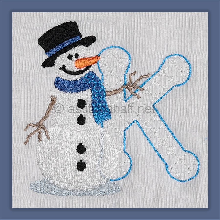Snowflakes and Snowmen Monogram Letter K