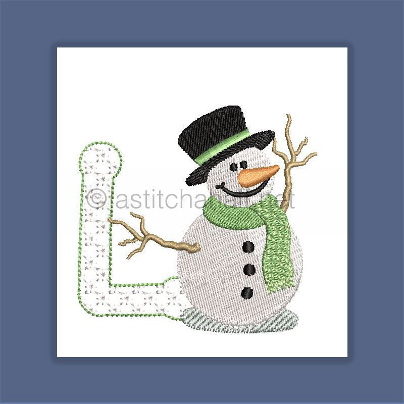 Snowflakes and Snowmen Monogram Letter L