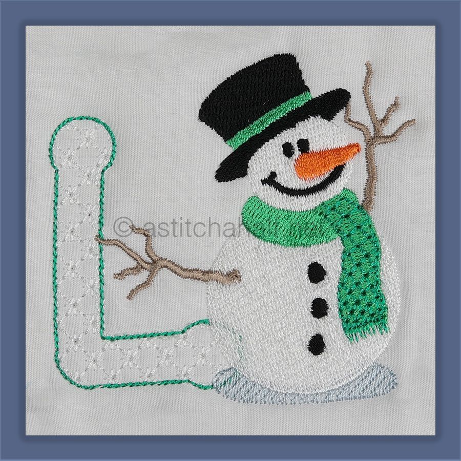 Snowflakes and Snowmen Monogram Letter L