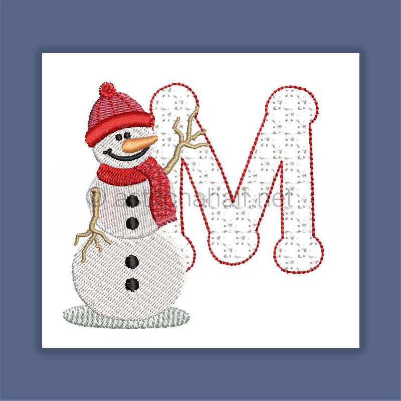 Snowflakes and Snowmen Monogram Letter M