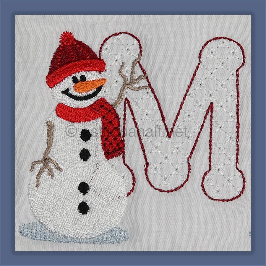 Snowflakes and Snowmen Monogram Letter M