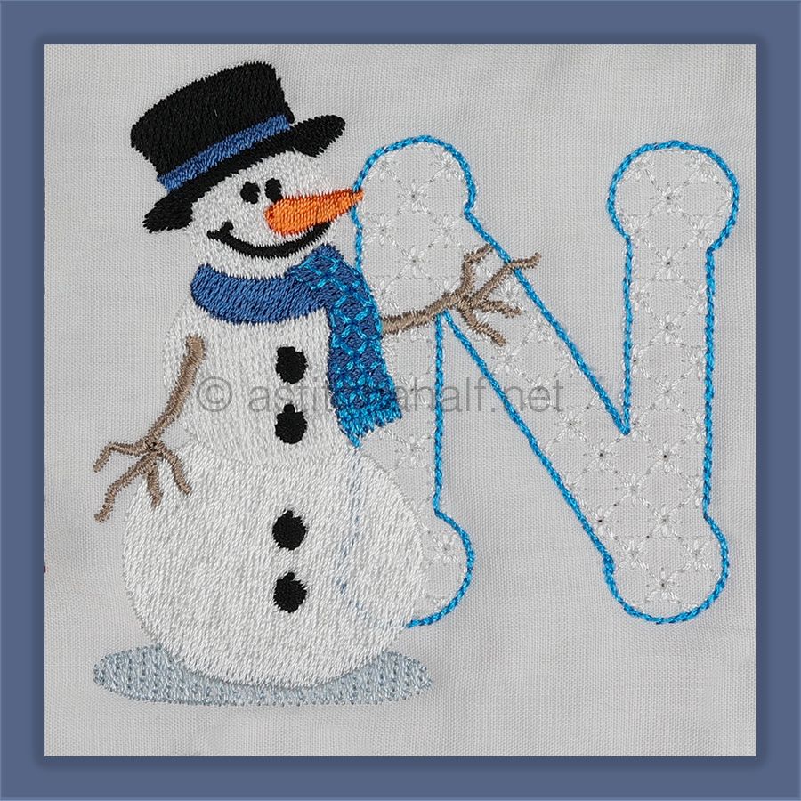 Snowflakes and Snowmen Monogram Letter N