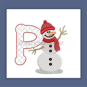 Snowflakes and Snowmen Monogram Letter P