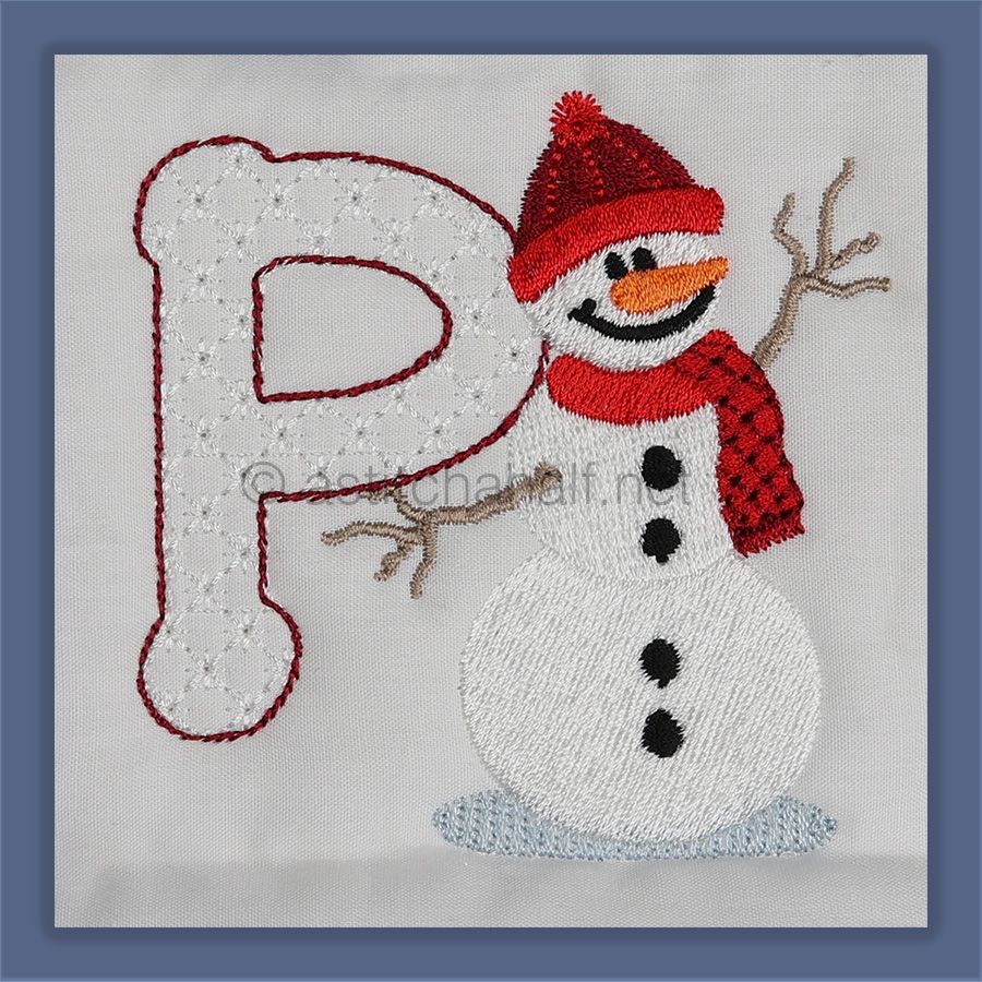 Snowflakes and Snowmen Monogram Letter P