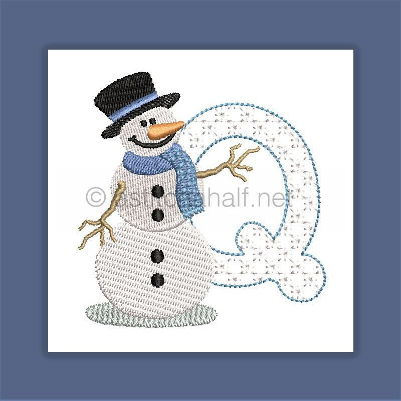 Snowflakes and Snowmen Monogram Letter Q