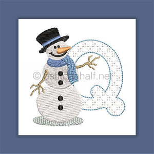 Snowflakes and Snowmen Monogram Letter Q
