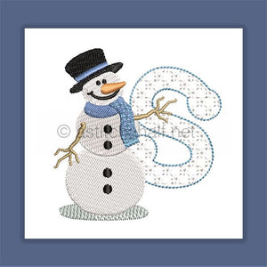 Snowflakes and Snowmen Monogram Letter S
