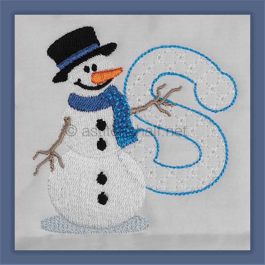 Snowflakes and Snowmen Monogram Letter S