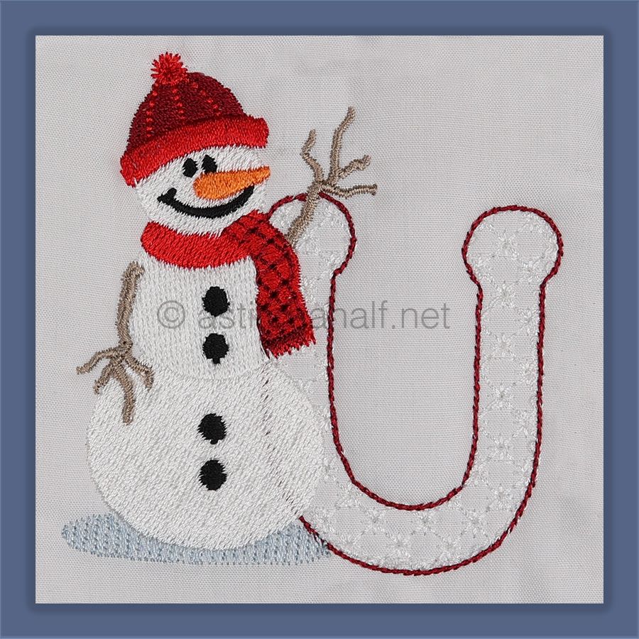 Snowflakes and Snowmen Monogram Letter U