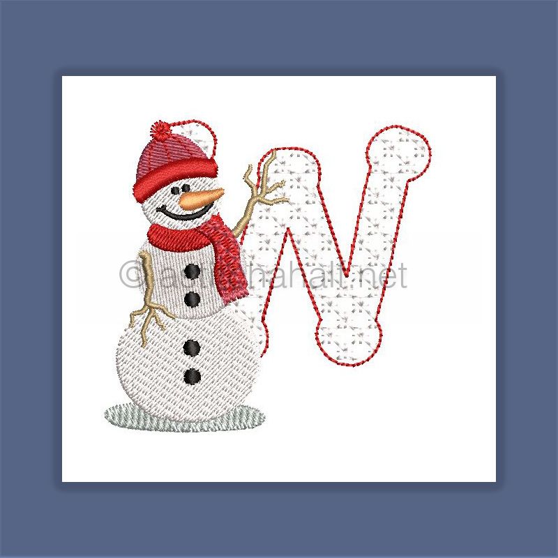 Snowflakes and Snowmen Monogram Letter W