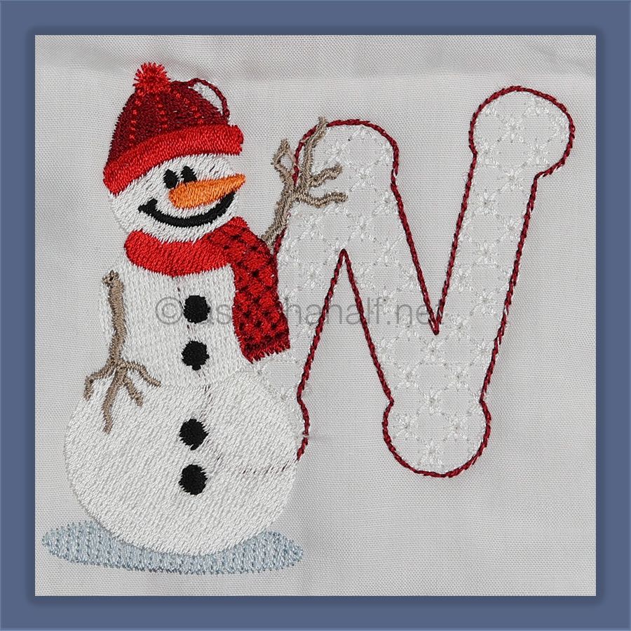 Snowflakes and Snowmen Monogram Letter W