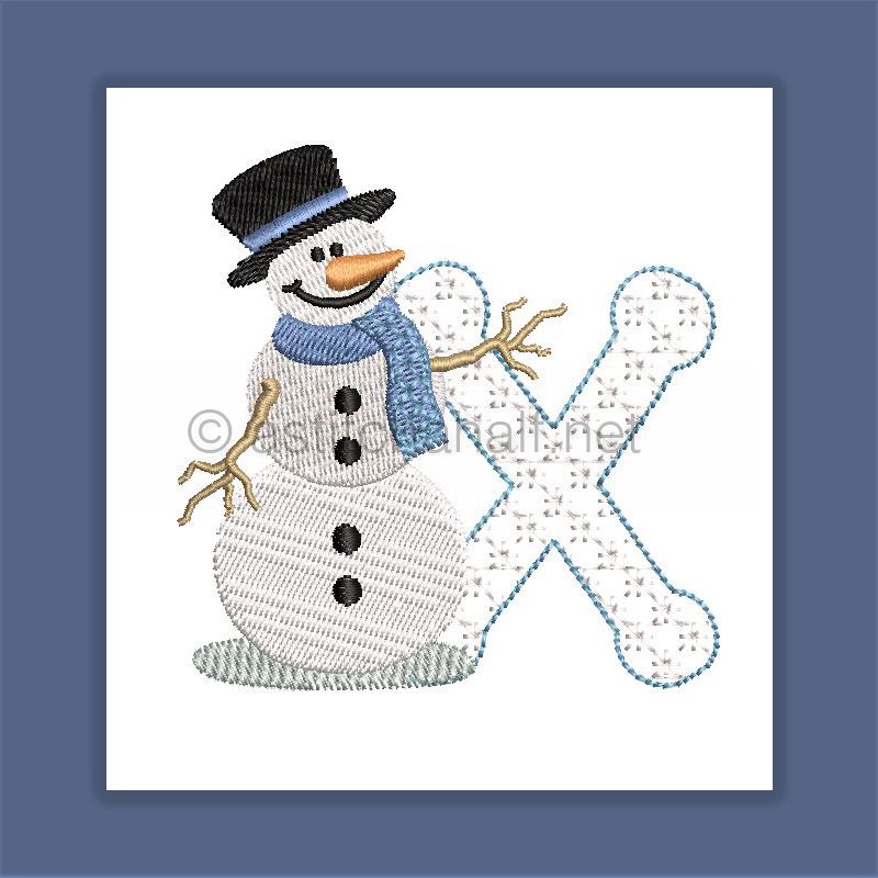 Snowflakes and Snowmen Monogram Letter X