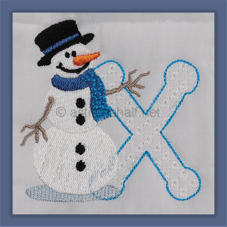Snowflakes and Snowmen Monogram Letter X