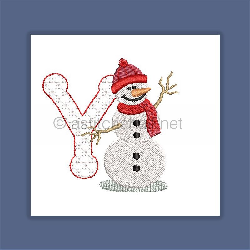 Snowflakes and Snowmen Monogram Letter Y