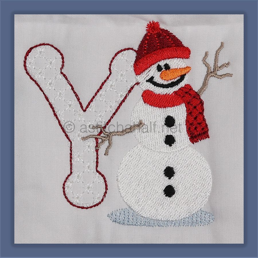 Snowflakes and Snowmen Monogram Letter Y