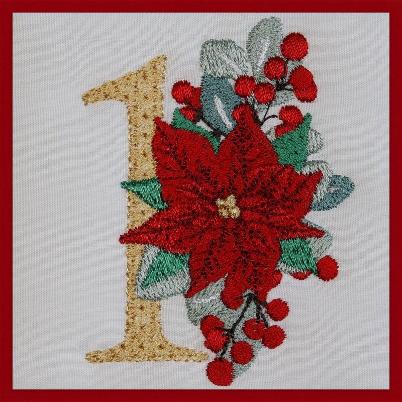 Poinsettia and Eucalyptus Monogram Number 1