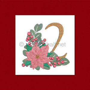 Poinsettia and Eucalyptus Monogram Number 2