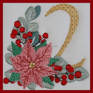 Poinsettia and Eucalyptus Monogram Number 2