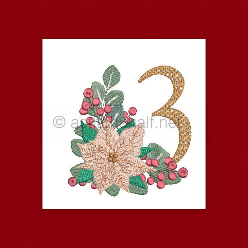 Poinsettia and Eucalyptus Monogram Number 3