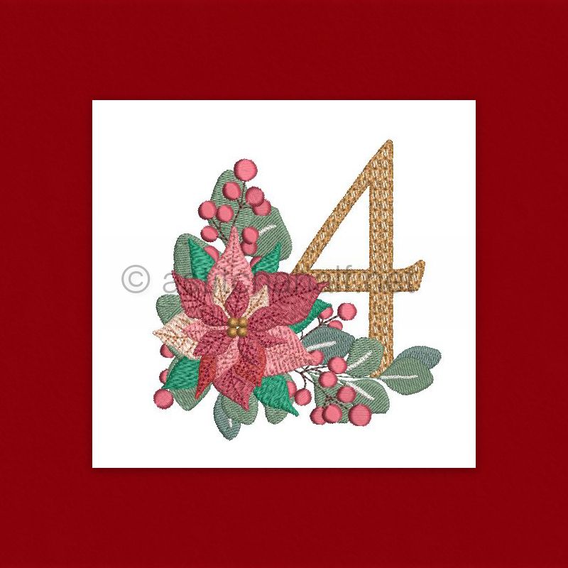 Poinsettia and Eucalyptus Monogram Number 4