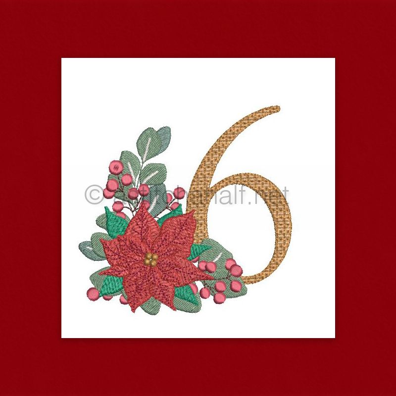 Poinsettia and Eucalyptus Monogram Number 6