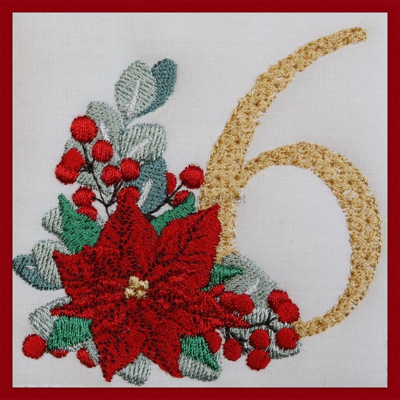 Poinsettia and Eucalyptus Monogram Number 6