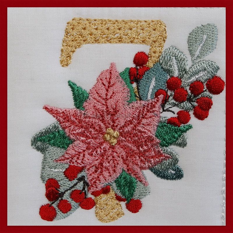 Poinsettia and Eucalyptus Monogram Number 7