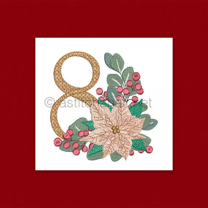 Poinsettia and Eucalyptus Monogram Number 8