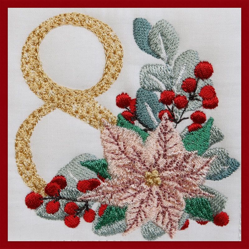 Poinsettia and Eucalyptus Monogram Number 8