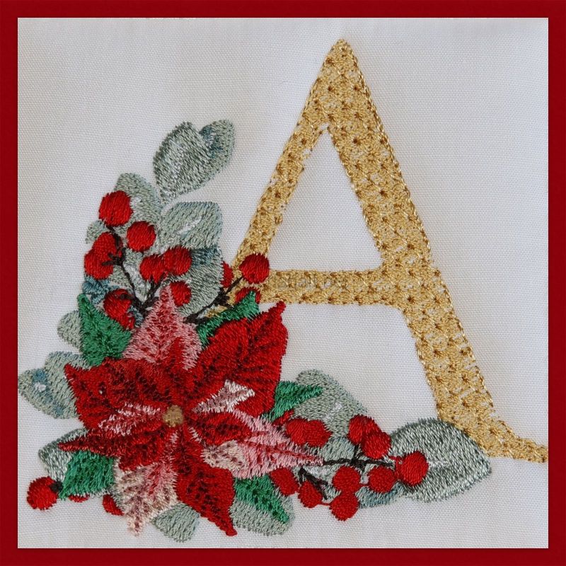 Poinsettia and Eucalyptus Monogram Letter A