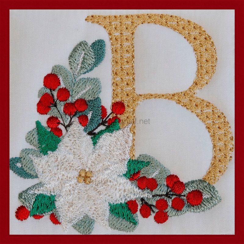 Poinsettia and Eucalyptus Monogram Letter B