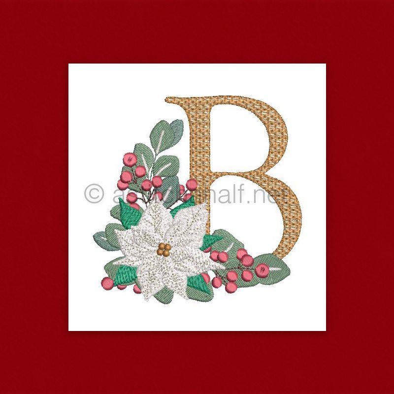 Poinsettia and Eucalyptus Monogram Letter B