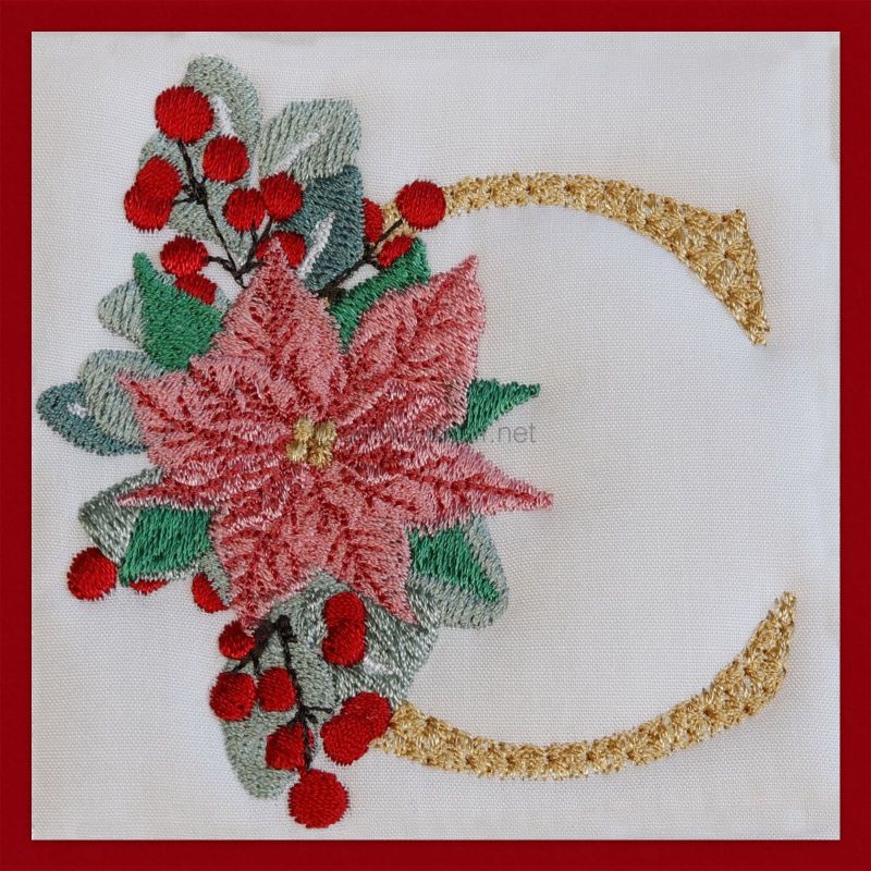 Poinsettia and Eucalyptus Monogram Letter C