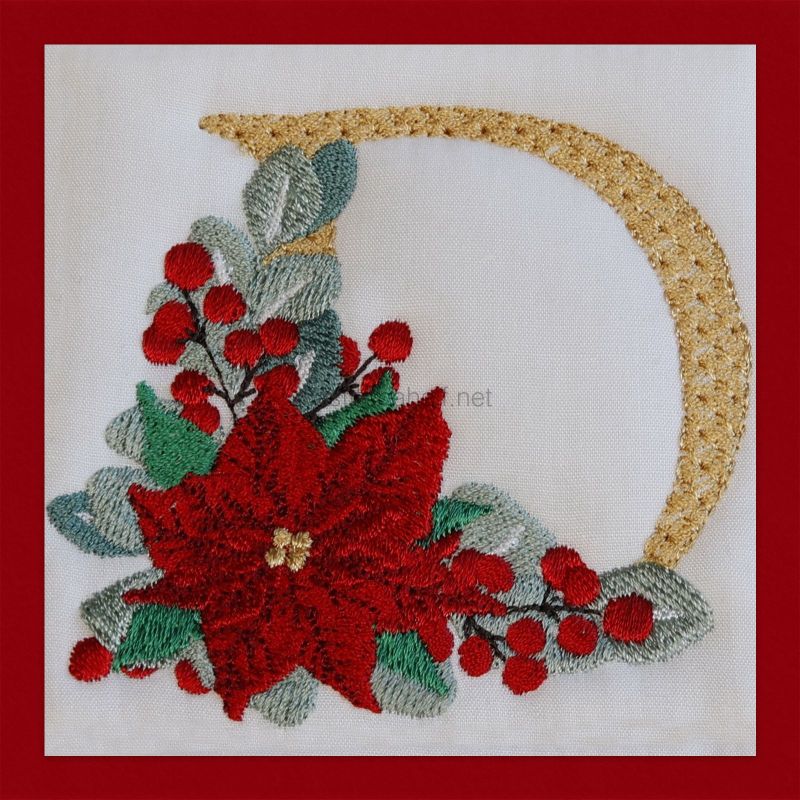 Poinsettia and Eucalyptus Monogram Letter D