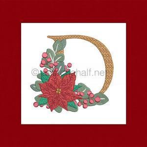 Poinsettia and Eucalyptus Monogram Letter D