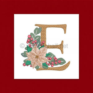 Poinsettia and Eucalyptus Monogram Letter E