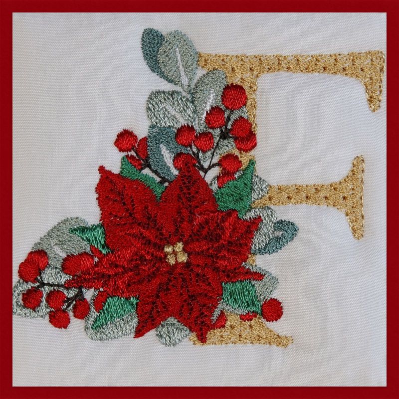Poinsettia and Eucalyptus Monogram Letter F
