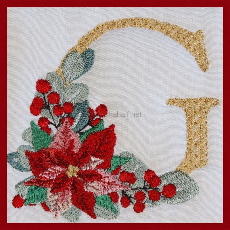 Poinsettia and Eucalyptus Monogram Letter G