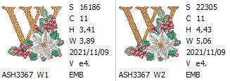 Poinsettia and Eucalyptus Monogram Letter W