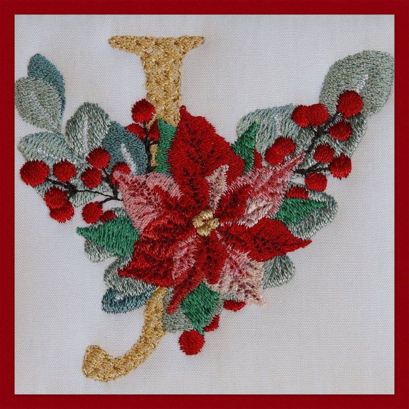 Poinsettia and Eucalyptus Monogram Letter J